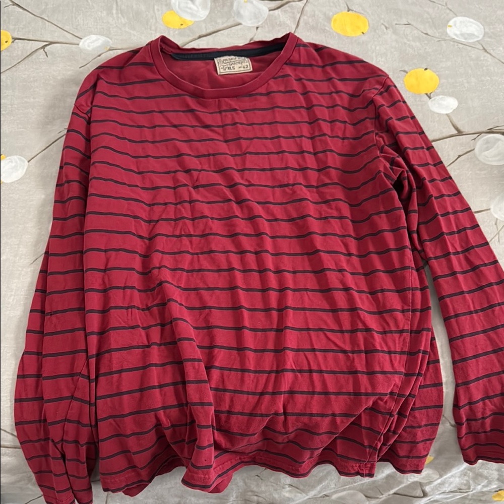Red and Black Striped Long Sleeve Top